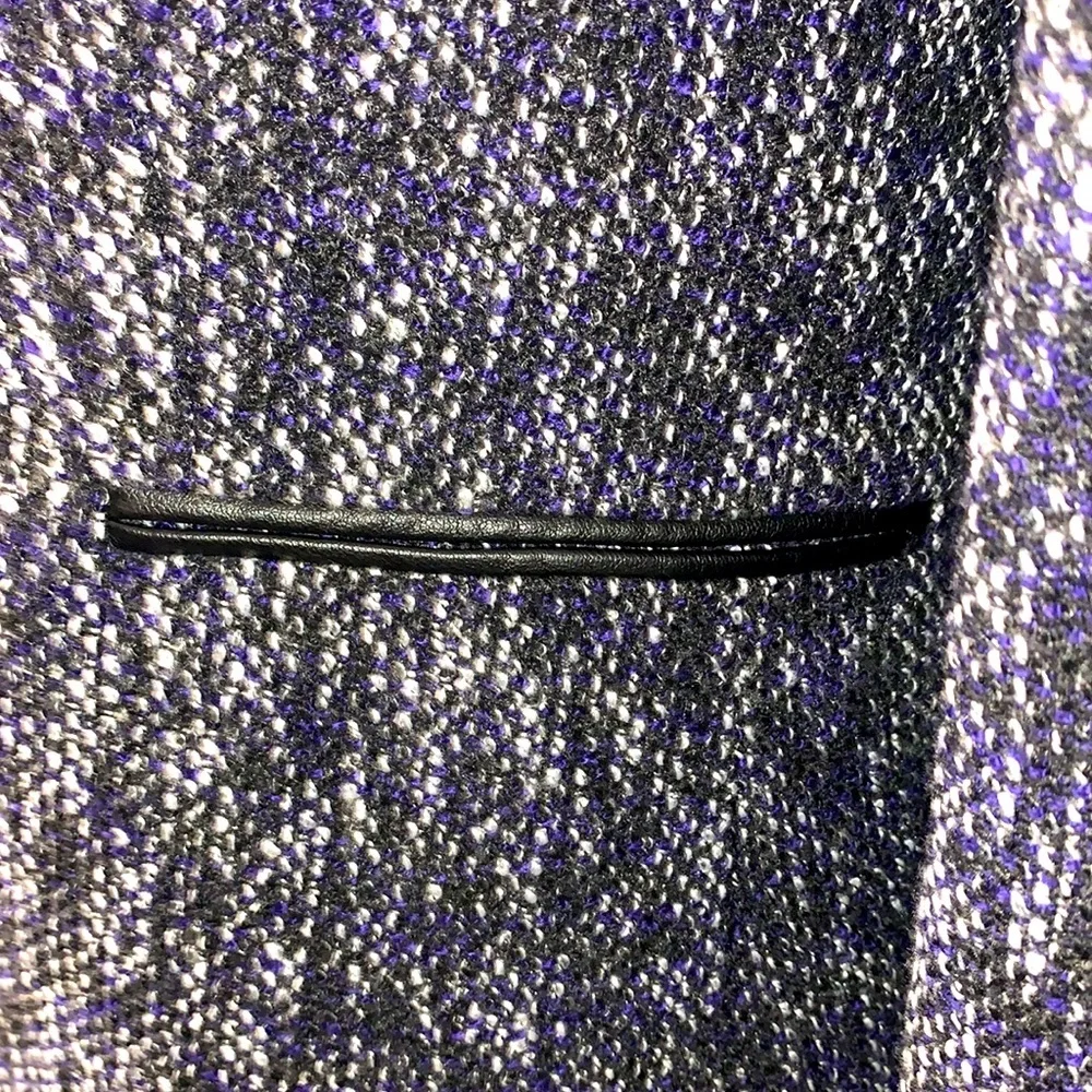 Tahari Arthur S Levine Navy Metallic Tweed 2 Piece Skirt Set Size 12P Go…